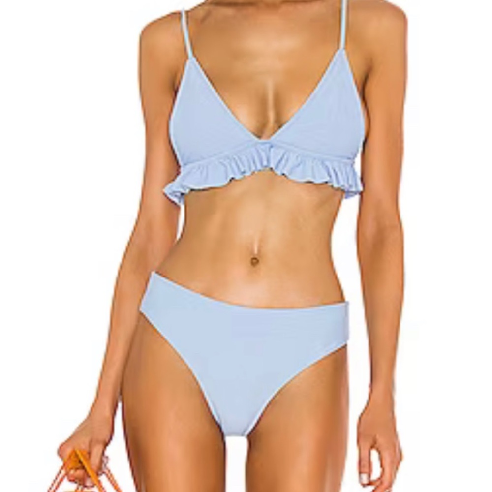 Tularosa Light Blue Ruffle Bikini Set